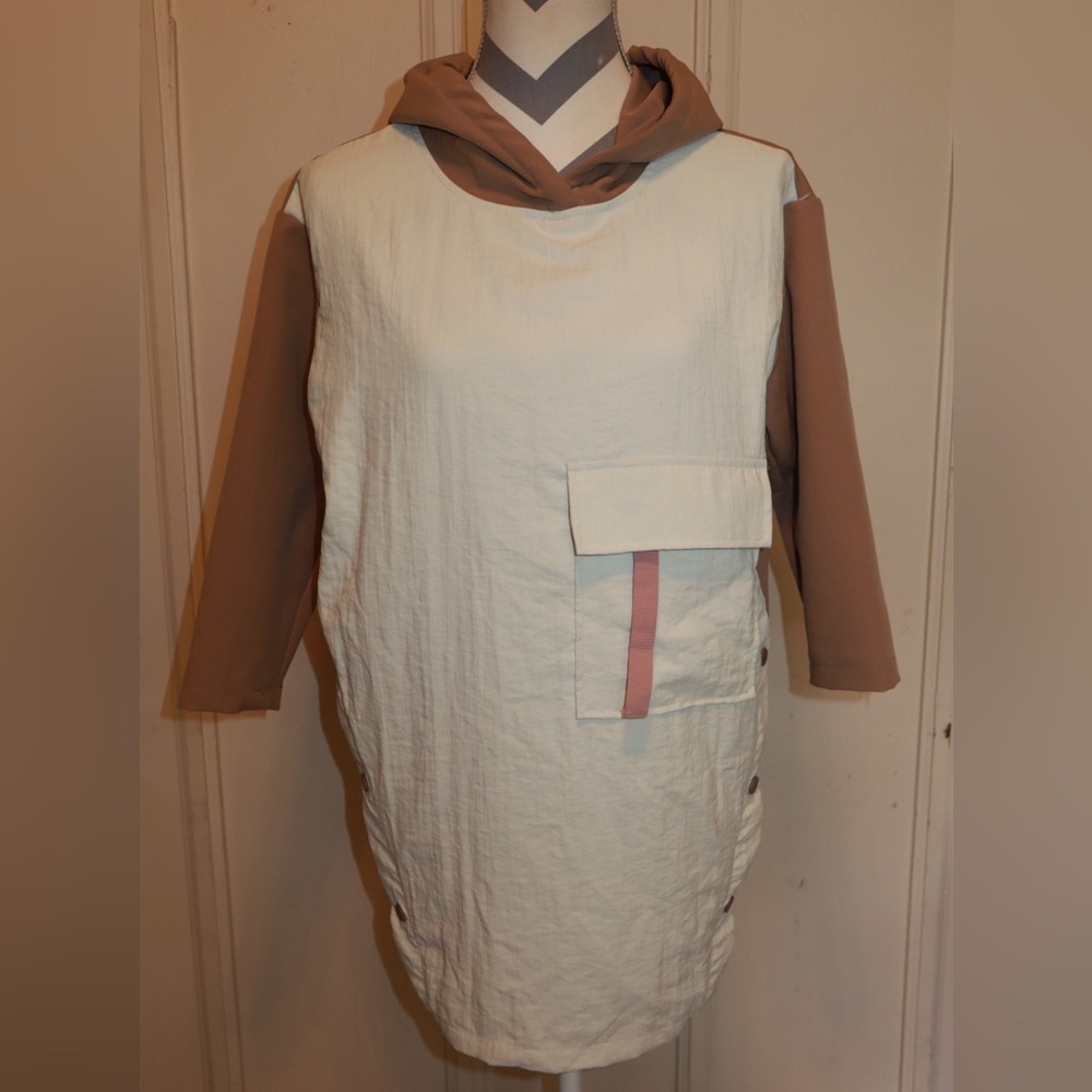 Zara Tan & Brown Chef Style Hoodie SIZE 9